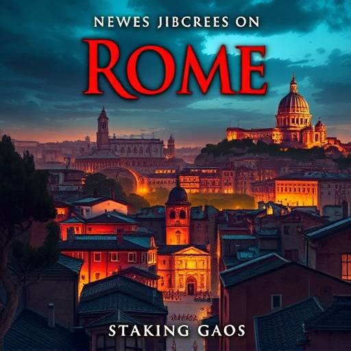 Copertina dell'audiolibro 'Roma Segreta' di Marco Giuliani, con un'immagine stilizzata della citt√†